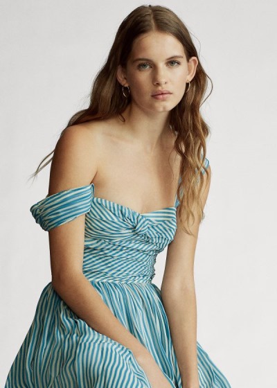 Women's Polo Ralph Lauren Striped Fit-and-Flare Dresses | 807193QTV